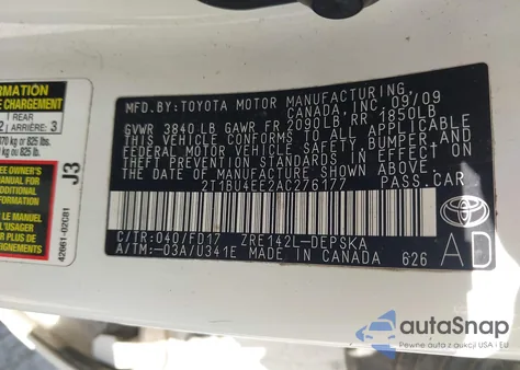 2010 Toyota Corolla S из США, поврежденный, VIN 2T1BU4EE2AC276177